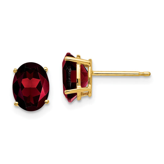 Shop Stylish 14k Gold 8x6mm Oval Garnet Earrings - Luxury at an Affordable Price!