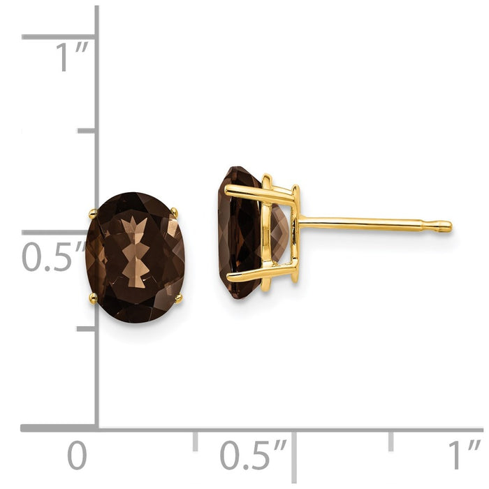 Shop Exclusive 14K Gold 8x6mm Oval Smoky Quartz Earrings - Stylish Luxury Value!-4