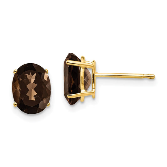 Shop Exclusive 14K Gold 8x6mm Oval Smoky Quartz Earrings - Stylish Luxury Value!
