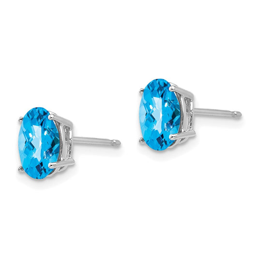 Buy High-Quality 14K White Gold Oval Blue Topaz Earrings - 8x6mm, Stylish Value!