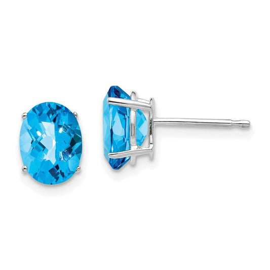 Buy High-Quality 14K White Gold Oval Blue Topaz Earrings - 8x6mm, Stylish Value!