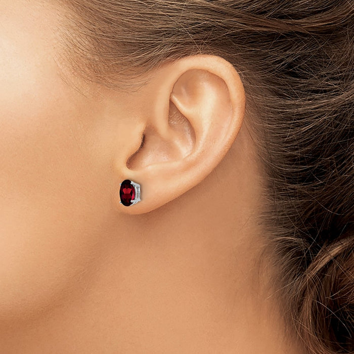 Shop Exclusive 14K White Gold Oval Garnet Earrings - 8x6mm, Stylish Value!-3