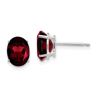 Shop Exclusive 14K White Gold Oval Garnet Earrings - 8x6mm, Stylish Value!