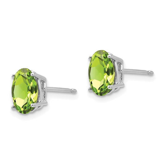 Buy Exclusive 14K White Gold Oval Peridot Earrings - Stylish 8x6mm Design