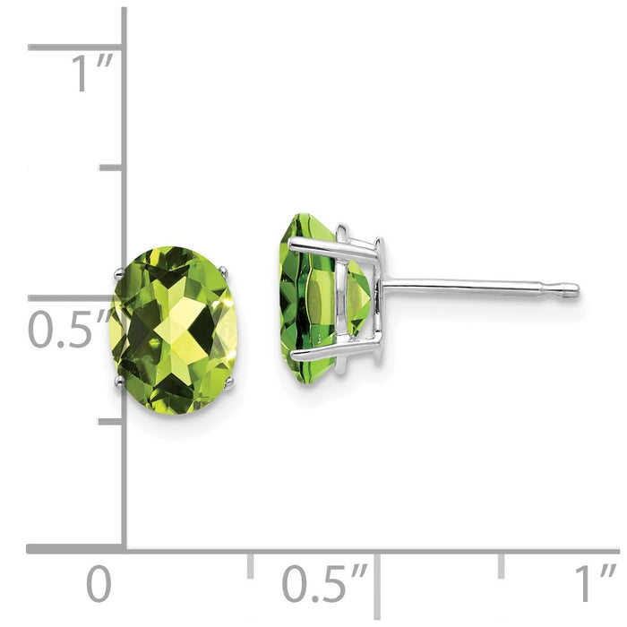 Buy Exclusive 14K White Gold Oval Peridot Earrings - Stylish 8x6mm Design-4