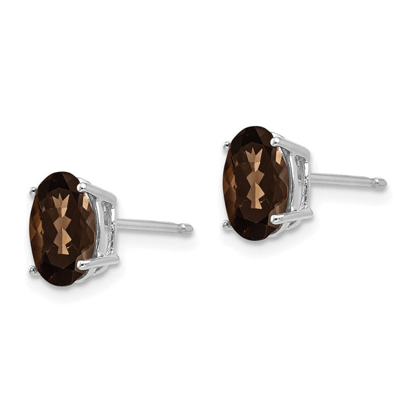 14K Gold 8x6mm Oval Smoky Quartz Earrings - Style GR1-1014794