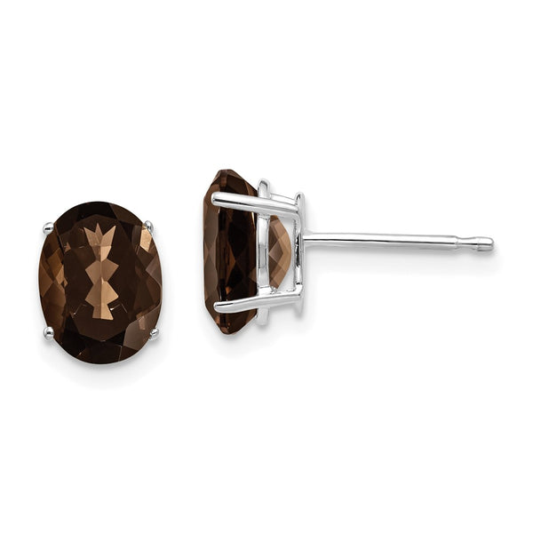 14K Gold 8x6mm Oval Smoky Quartz Earrings - Style GR1-1014794