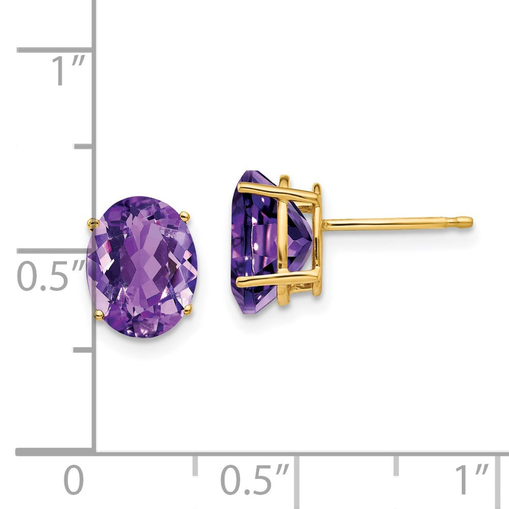 Buy Stylish 14K Gold 9x7mm Oval Amethyst Earrings - Luxury for Less!