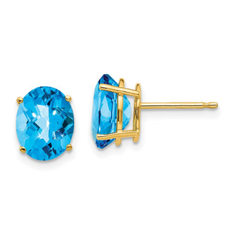 Shop Stylish 14K Gold Oval Blue Topaz Earrings - 9x7mm, Luxury Design