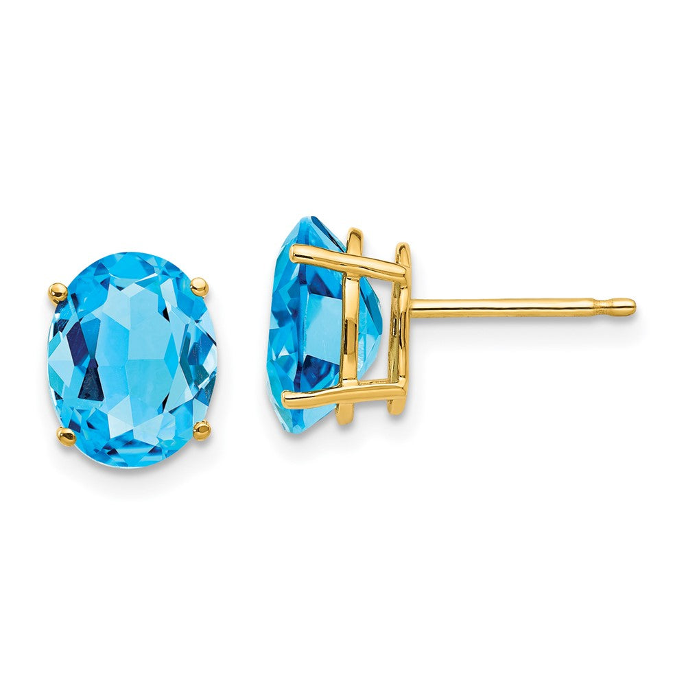 Buy Stylish 14K Gold Oval Blue Topaz Earrings - 9x7mm, Affordable Luxury!