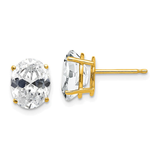 Shop Stylish 14K Gold 9x7mm Oval CZ Stud Earrings - Luxury & Value!