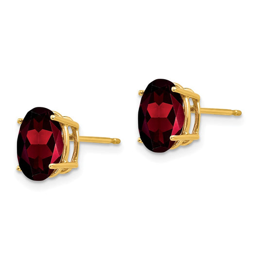 Exclusive 14K Gold 9x7mm Oval Garnet Earrings - Stylish Luxury Value!