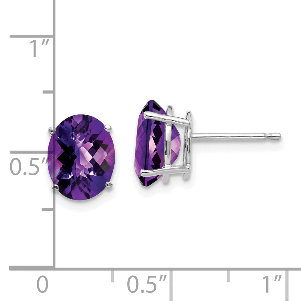 Buy Exclusive 14K White Gold Oval Amethyst Earrings - 9x7mm, Stylish Value