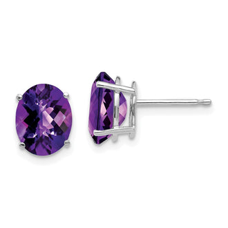 Buy Exclusive 14K White Gold Oval Amethyst Earrings - 9x7mm, Stylish Value