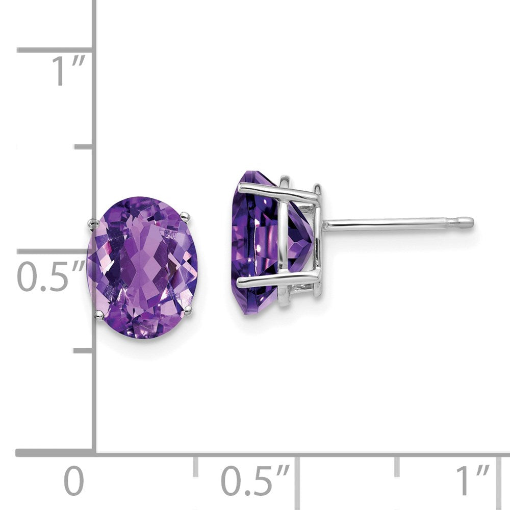 Designer 14K White Gold Oval Amethyst Earrings - 9x7mm, Stylish Value
