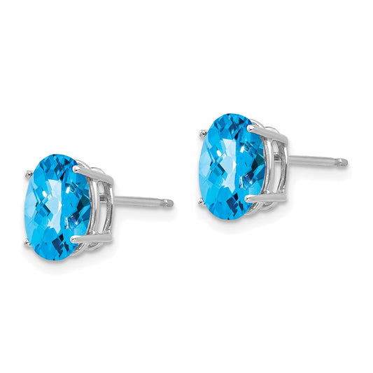 Exclusive 14K White Gold Oval Blue Topaz Earrings - 9x7mm, Stylish Value