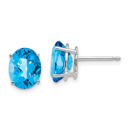 Exclusive 14K White Gold Oval Blue Topaz Earrings - 9x7mm, Stylish Value