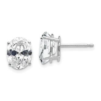 Shop Stylish 14K White Gold Oval Stud Earrings with Cubic Zirconia - Luxury Value