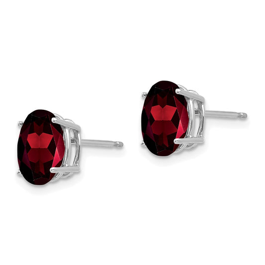 Shop Exclusive 14K White Gold Oval Garnet Earrings - 9x7mm - Stylish Value!