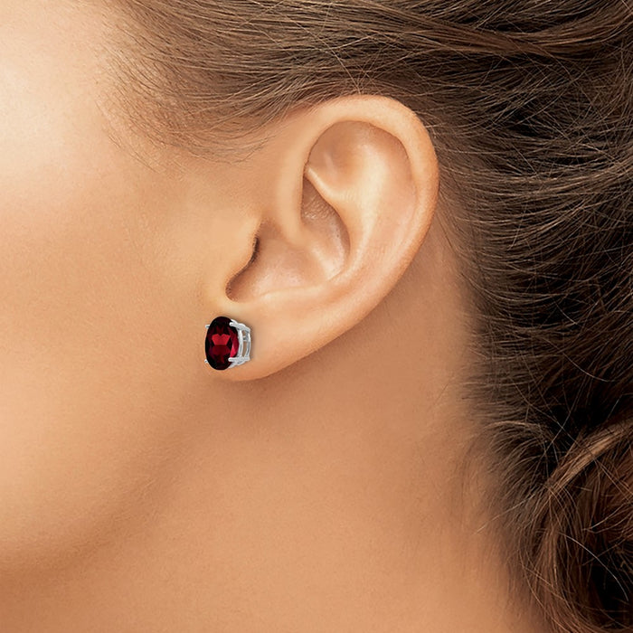 Shop Exclusive 14K White Gold Oval Garnet Earrings - 9x7mm - Stylish Value!-3