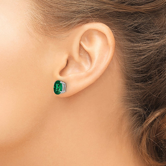 Exclusive 14K White Gold Oval Stud Earrings - Stylish Design Inspired by Mount St. Helens-3