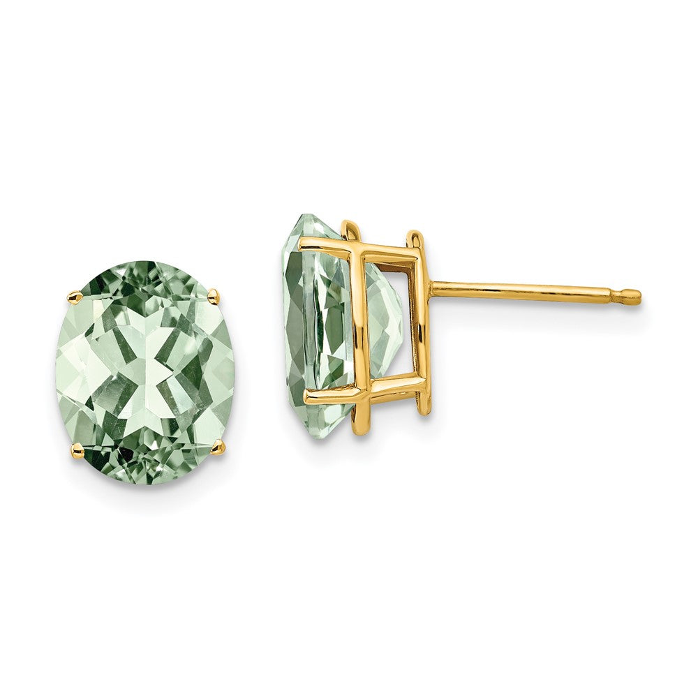 Buy Stylish 14K Gold 10x8mm Oval Green Quartz Earrings - Luxury Value!