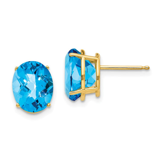 Buy Exclusive 14K Gold 10x8mm Oval Blue Topaz Earrings - Stylish & Luxury!