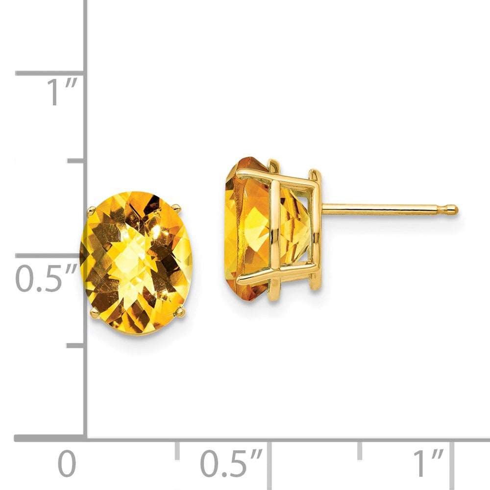 Shop Stylish 14K Gold 10x8mm Oval Citrine Checkerboard Earrings - Luxury Value