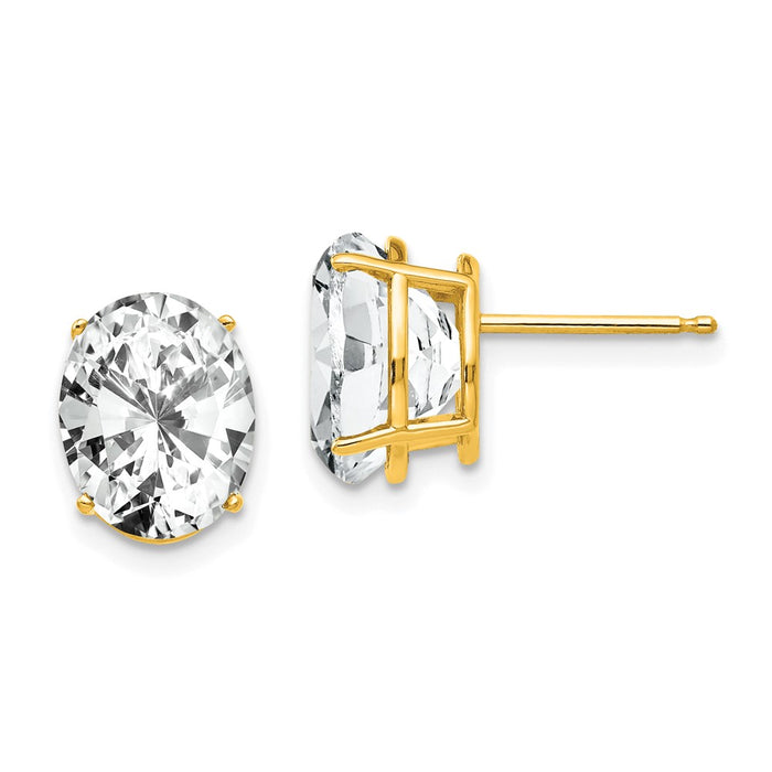 Exclusive 14K Gold 10x8mm Oval Cubic Zirconia Earrings - Stylish Luxury Value-1