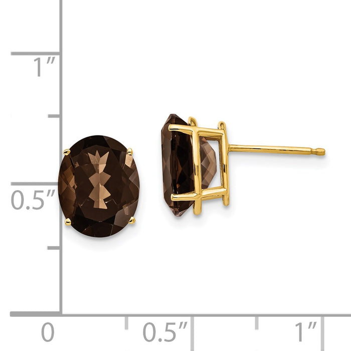 High-Quality 14K Gold Earrings with 10x8mm Smoky Quartz - Stylish Value!-4