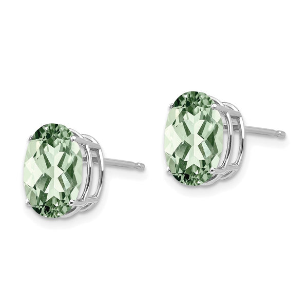 14K Gold 10x8mm Oval Green Quartz Earrings - Style GR1-1014407