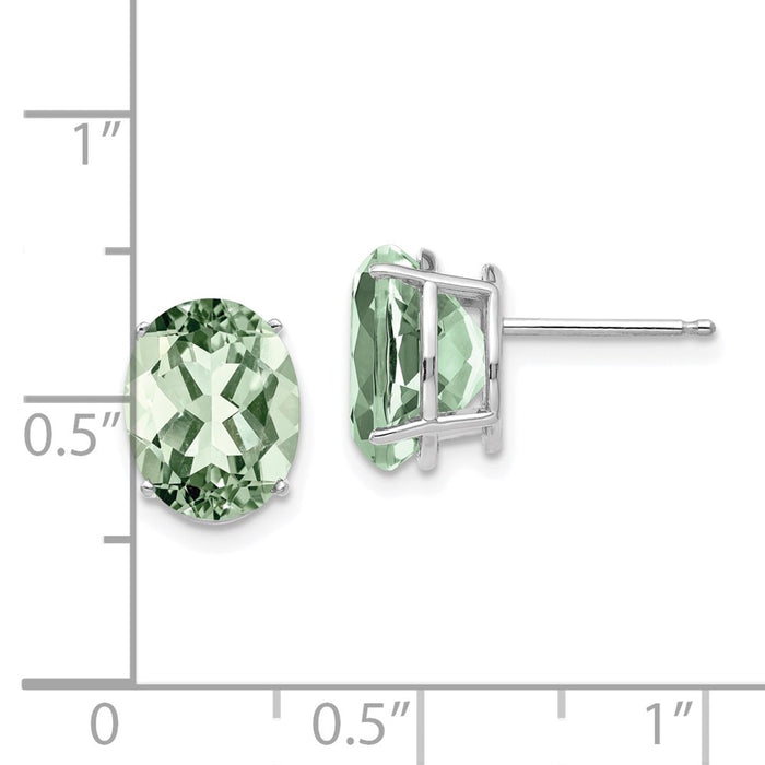 High-Quality 14K Gold 10x8mm Oval Green Quartz Earrings | Stylish Value Offer-4