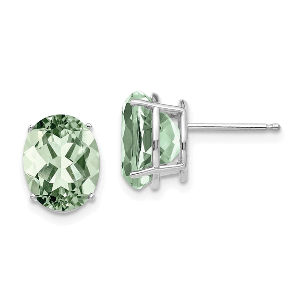 14K Gold 10x8mm Oval Green Quartz Earrings - Style GR1-1014407