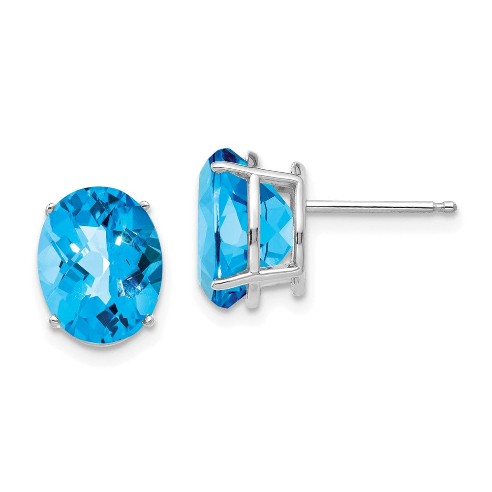 Exclusive 14K White Gold Oval Blue Topaz Earrings 10x8mm - Stylish Value!