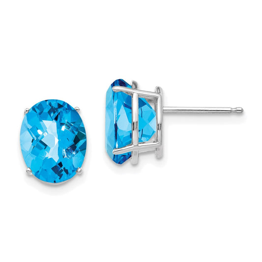 Exclusive 14K White Gold Oval Blue Topaz Earrings 10x8mm - Stylish Value!