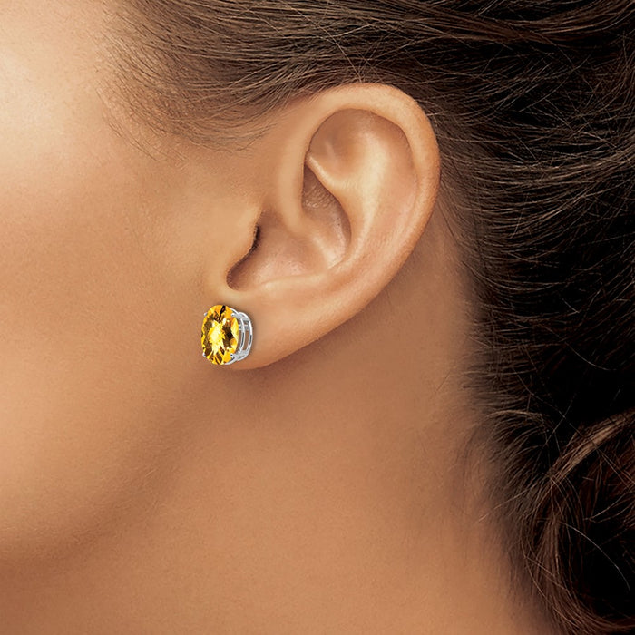 Buy Stylish 14K White Gold Oval Citrine Earrings - 10x8mm, Luxury Value!-3