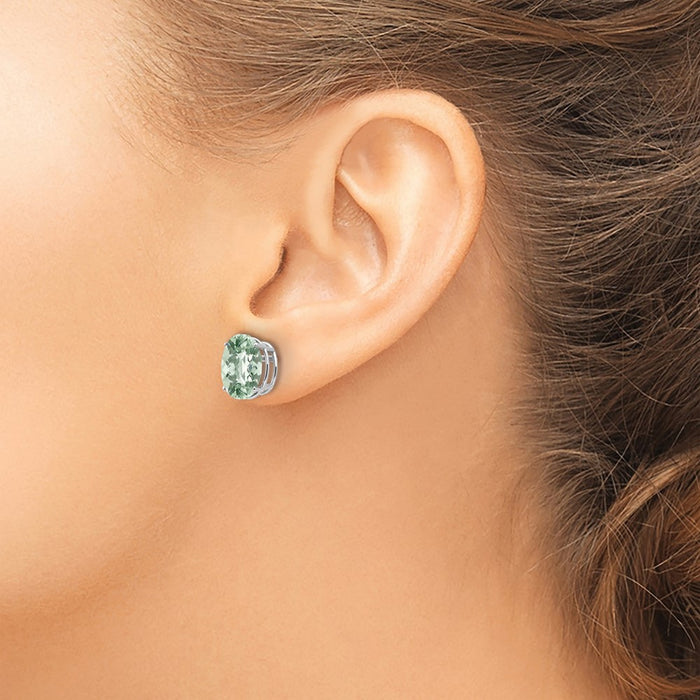 Shop Stylish 14K Gold Green Quartz Earrings - 10x8mm Oval Checker-Cut Value-3