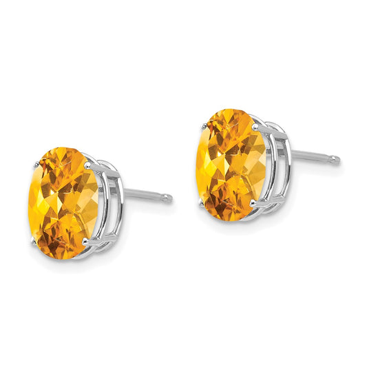 Shop Stylish 10x8mm Oval Citrine Earrings in 14K White Gold - Luxury Value