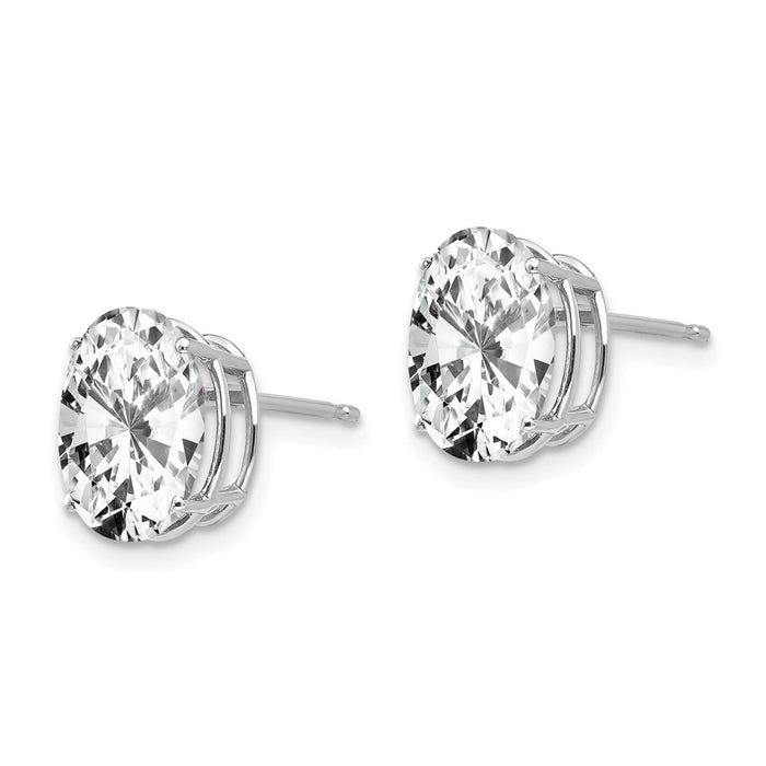 Shop Stylish 14K White Gold Oval Cubic Zirconia Earrings - 10x8mm Value!-2