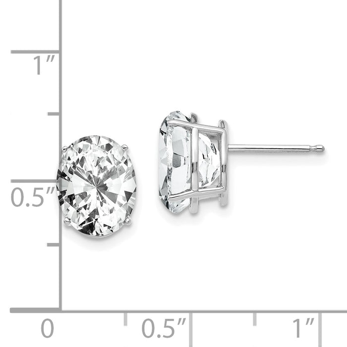 Shop Stylish 14K White Gold Oval Cubic Zirconia Earrings - 10x8mm Value!-4