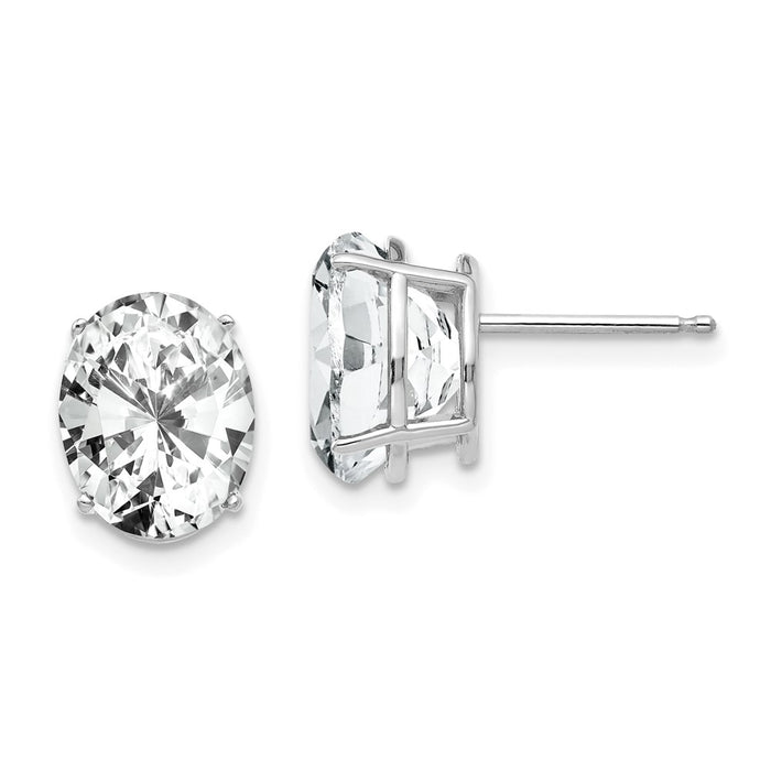Shop Stylish 14K White Gold Oval Cubic Zirconia Earrings - 10x8mm Value!-1
