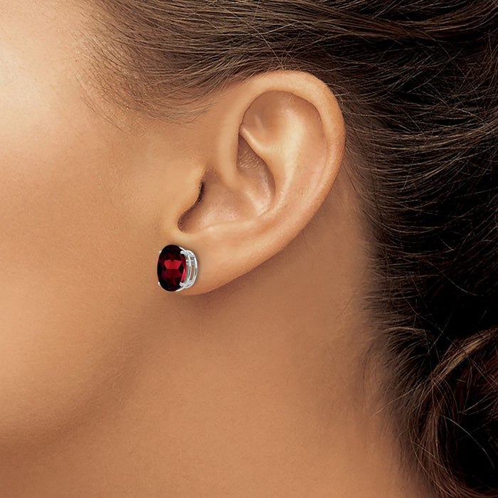 Buy Stylish 14K White Gold Oval Garnet Stud Earrings - Affordable Luxury!-3