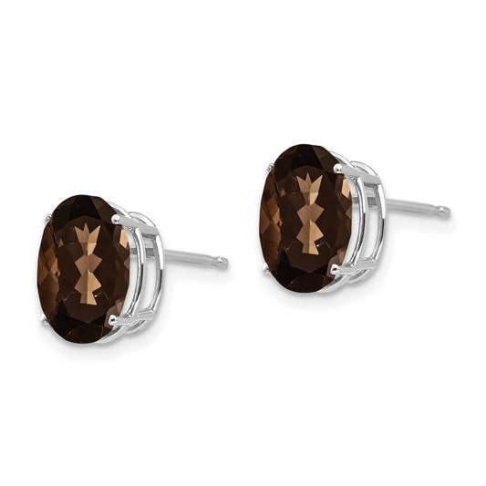 Shop Stylish 14K Gold 10x8mm Oval Smoky Quartz Earrings - Luxury Value Offer!