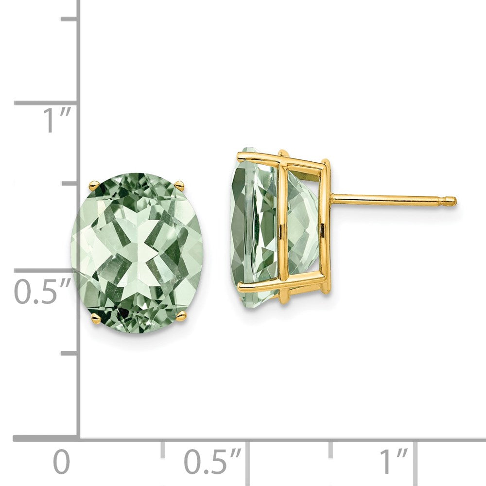 Shop Exclusive 14K Gold Green Quartz Earrings - Stylish 12x10mm, Great Value!