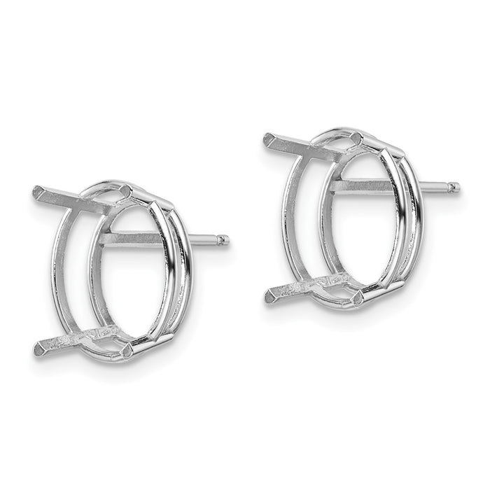 Buy 14K White Gold Oval Earring Mountings 12x10mm - Stylish Value Option!-2