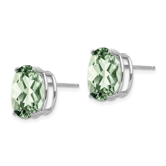 Buy Stylish 14K Gold 12x10mm Oval Green Quartz Earrings - Affordable Luxury!
