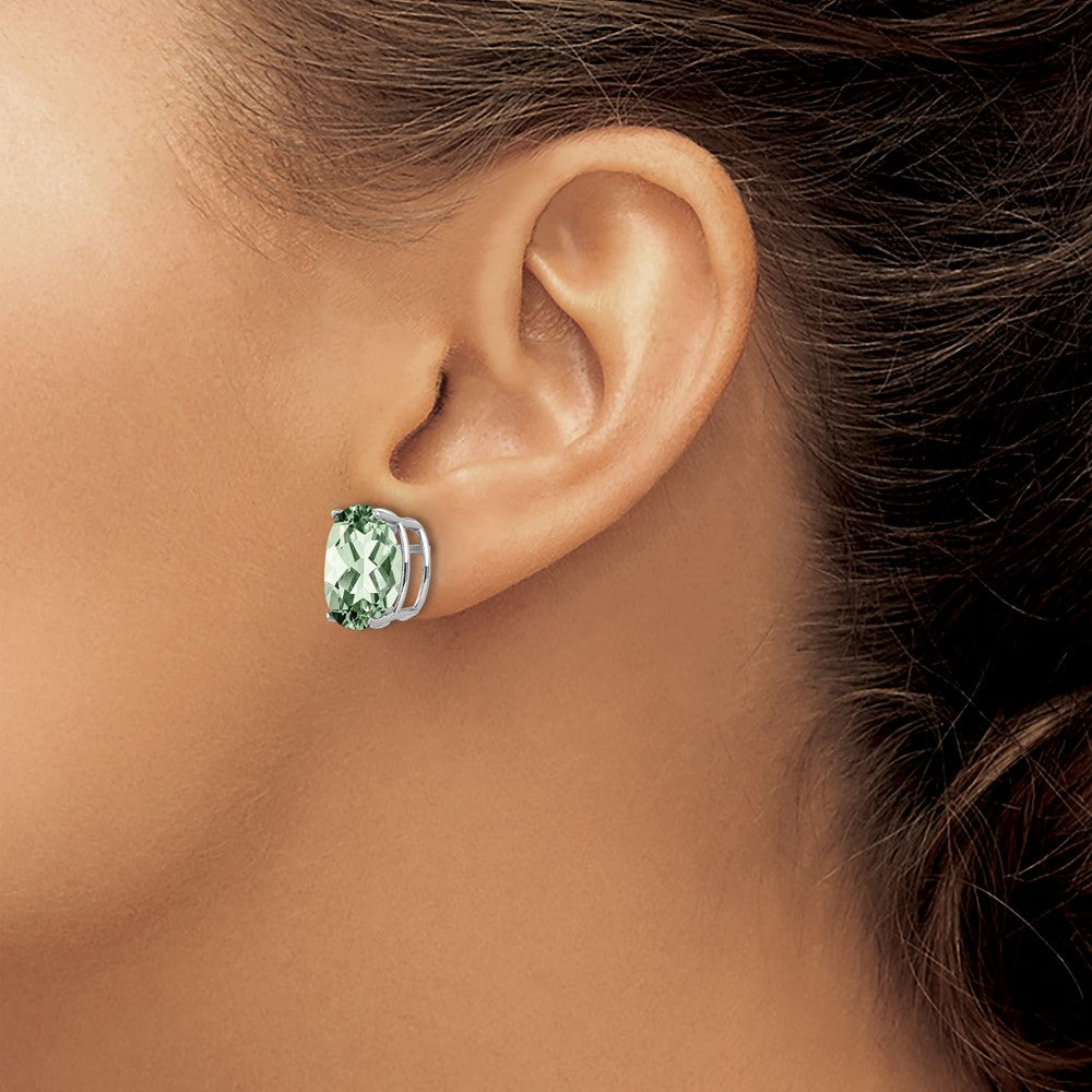 Buy Stylish 14K Gold 12x10mm Oval Green Quartz Earrings - Affordable Luxury!