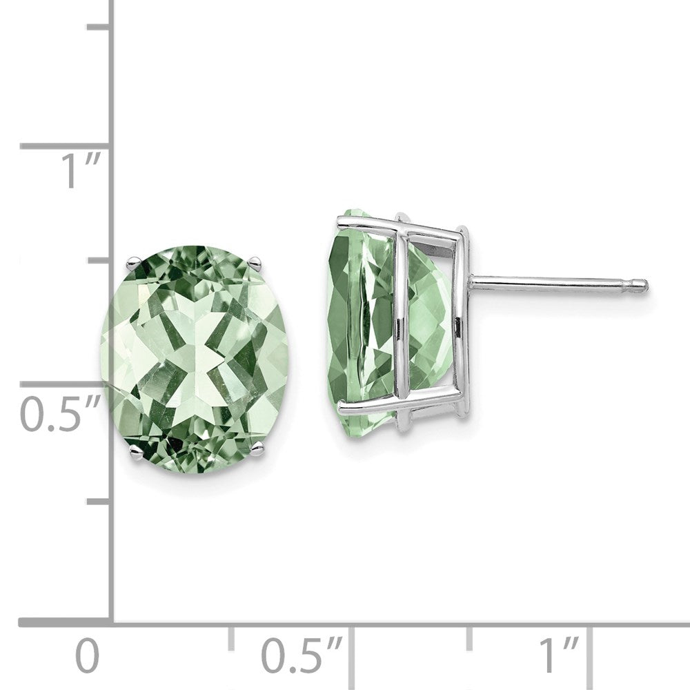 Buy Stylish 14K Gold 12x10mm Oval Green Quartz Earrings - Affordable Luxury!