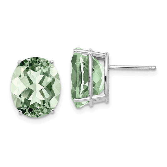 Buy Stylish 14K Gold 12x10mm Oval Green Quartz Earrings - Affordable Luxury!