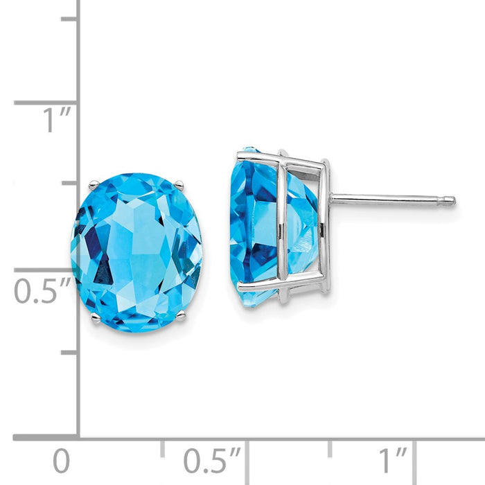 Buy Stylish 14K White Gold Oval Blue Topaz Stud Earrings | Affordable Luxury-4